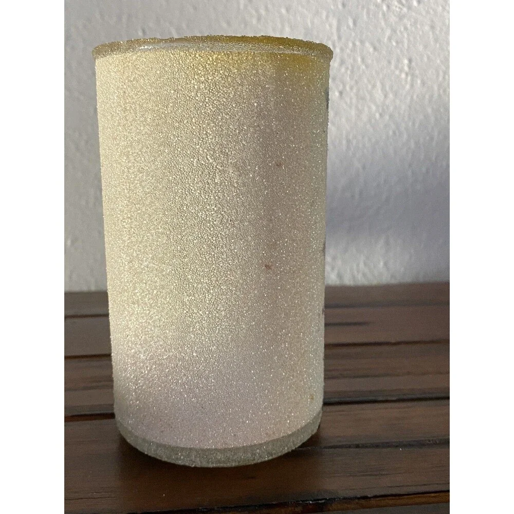 Vintage Sugar Frosted Pillar Candle Hummel GERMAN BOY FLOWER BASKET CAN 5” Glass